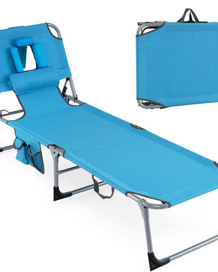 Chaise longue Giantex pliante pour la plage avec trou pour le visage, oreiller lavable, poche