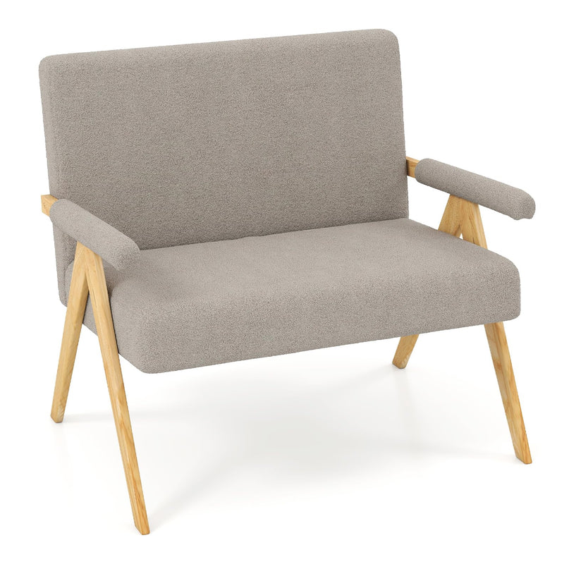 Giantex Loveseat Sofa Comfy Upholstered Sherpa Couch