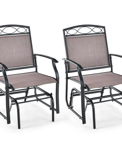 Giantex Patio Glider Chairs Set - 2 PCS Gliding Rocking Chairs w/Weather-Resistant Fabric, Heavy-Duty Metal Frame