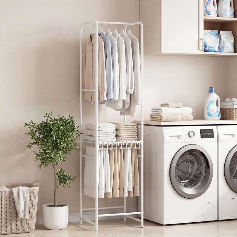 Giantex Clothes Rack with Pants Hanger Heavy-Duty White Garment Rack