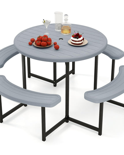 Giantex Picnic Table Bench Set for 4-8 Person(Round)