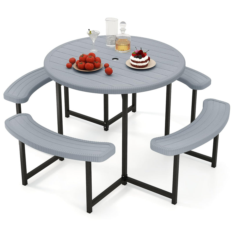 Giantex Picnic Table Bench Set for 4-8 Person(Round)