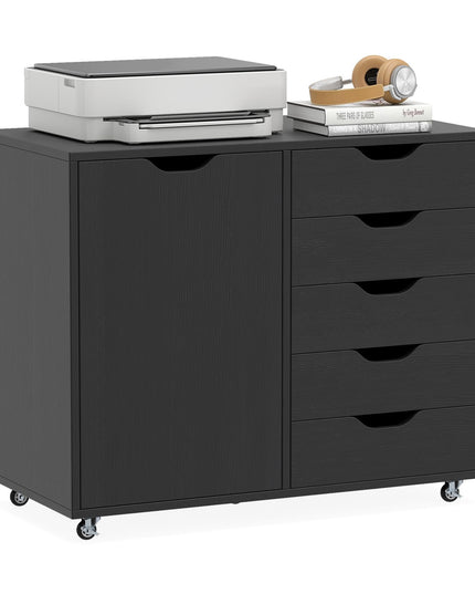 Giantex 5-Drawer File Cabinet with Door Mobile Printer Stand((31" W x 16" D x 25.5" H)