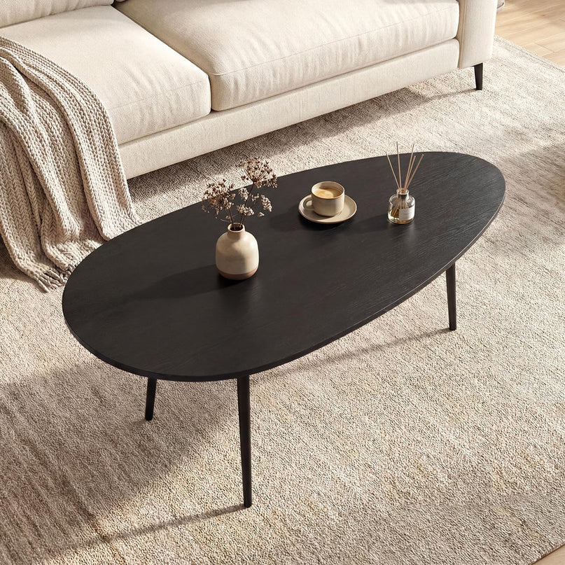 Table basse ovale Giantex, table d'appoint de style Mid-Century Modern