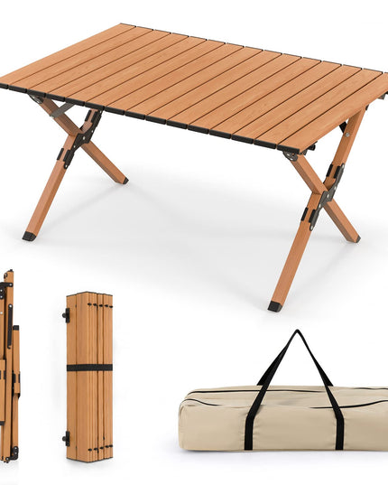 Giantex Folding Camping Table, Roll-Up Folding Table w/Carry Bag