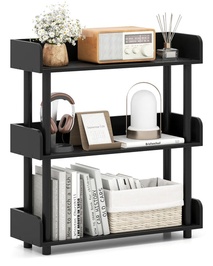 Giantex Étagère à livres à 3 niveaux | Unité de rayonnage autoportante pour salon, chambre à coucher, bureau