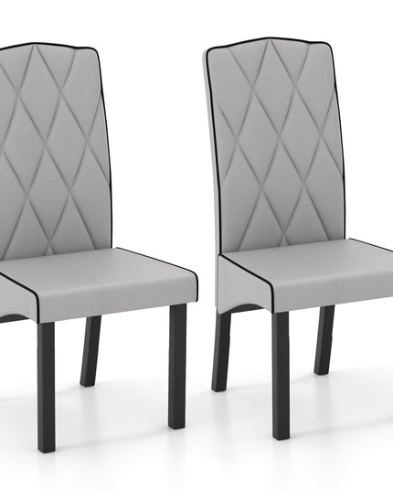 Giantex Upholstered Dining Chairs Set of 2, Tufted Fabric Dining Room Chairs w/High Backrest, High-density Sponge Cushion, Solid Rubber Wood Frame