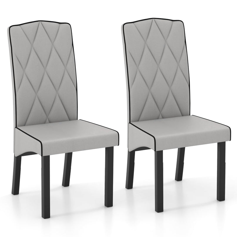 Giantex Upholstered Dining Chairs Set of 2, Tufted Fabric Dining Room Chairs w/High Backrest, High-density Sponge Cushion, Solid Rubber Wood Frame