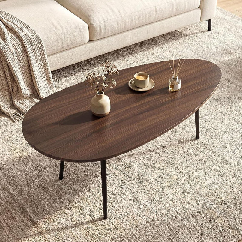 Table basse ovale Giantex, table d'appoint de style Mid-Century Modern