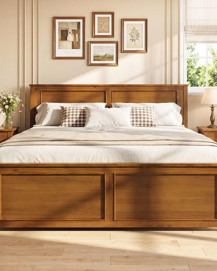 Giantex Wood Full/Twin/Queen Size Bed Frame w/Wooden Slat Support Mattress Foundation