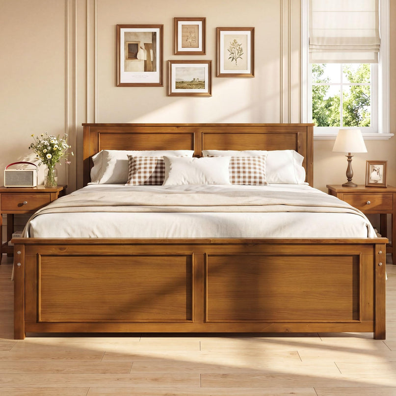 Giantex Wood Full/Twin/Queen Size Bed Frame w/Wooden Slat Support Mattress Foundation