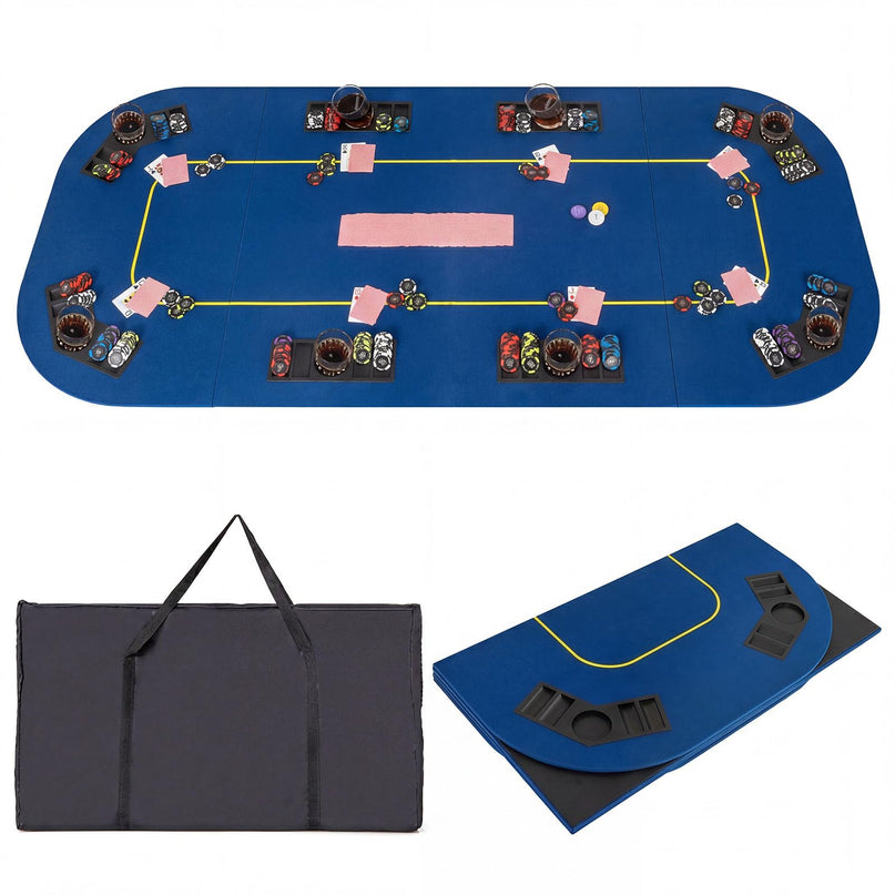 Giantex 79 x 36 Inch Poker Table Top | Foldable 8 Player Texas Holdem Poker Table Topper w/Carry Bag