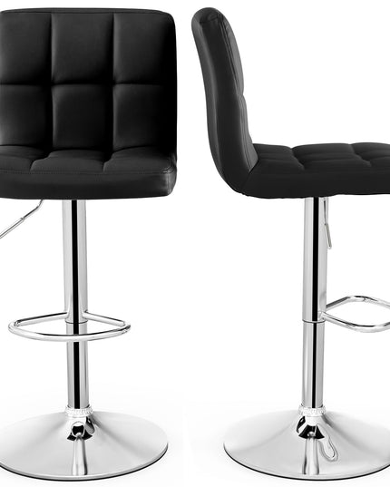 Giantex Bar Stool, Modern Swivel Adjustable Armless Barstools, Square Counter Height PU Leather Bar Stools