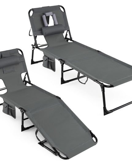 Chaise longue Giantex pliante pour la plage avec trou pour le visage, oreiller lavable, poche