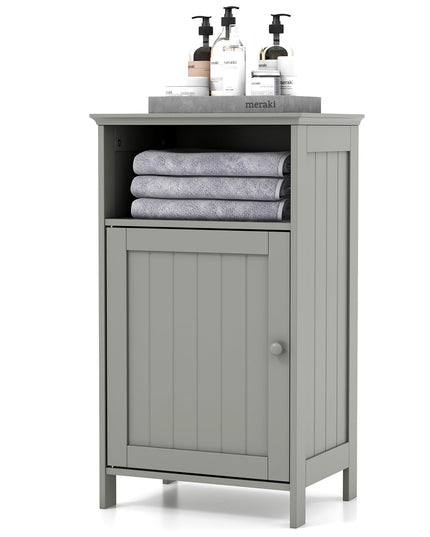 Giantex Bathroom Floor Storage Cabinet - Side Cabinet with Open Compartment, 3-Position Adjustable Shelf