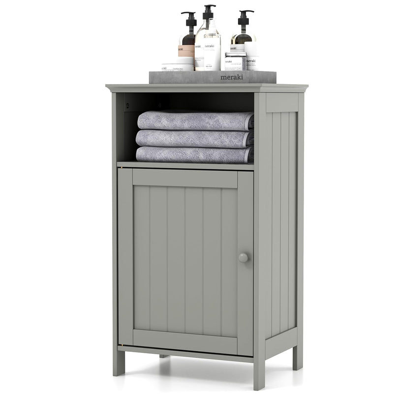 Giantex Bathroom Floor Storage Cabinet - Side Cabinet with Open Compartment, 3-Position Adjustable Shelf