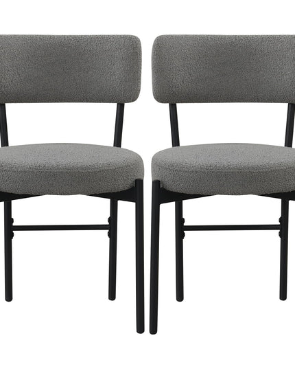 Giantex Boucle Dining Chairs Set of 2/4, Sherpa Upholstered Kitchen Chairs w/Curved Backrest, Padded Seat & Metal Legs