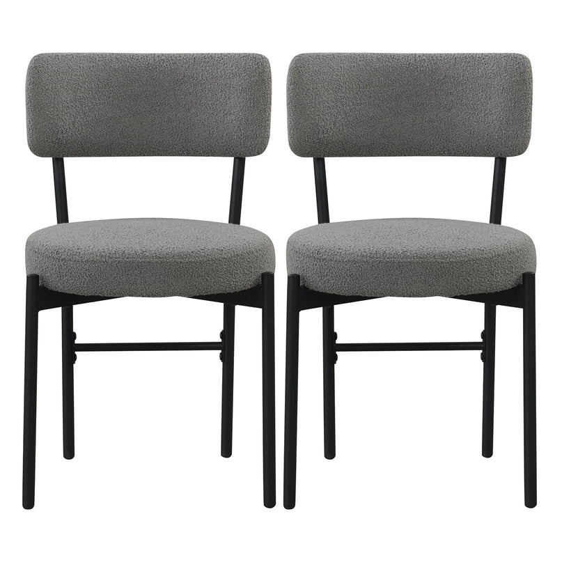 Giantex Boucle Dining Chairs Set of 2/4, Sherpa Upholstered Kitchen Chairs w/Curved Backrest, Padded Seat & Metal Legs