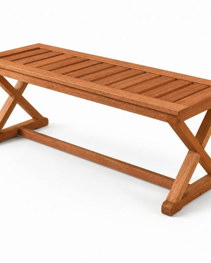 GIANTEX 44" Outdoor Bench Solid Wood Garden Bench with Cross Legs(1/2)