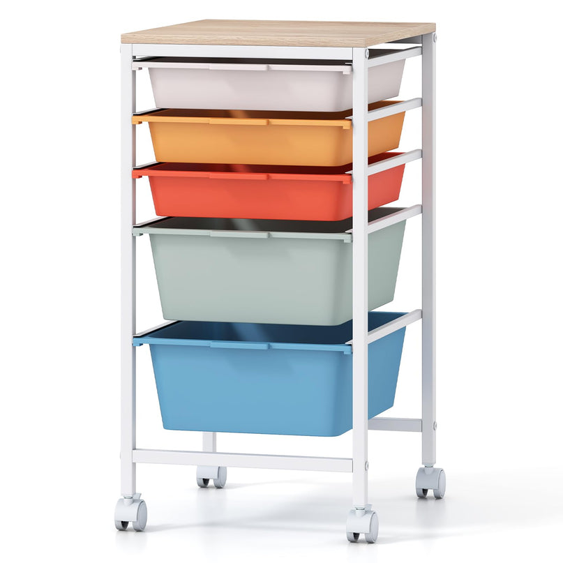 Giantex Rolling Storage Cart with 5 Drawers Utility Cart（25"H）