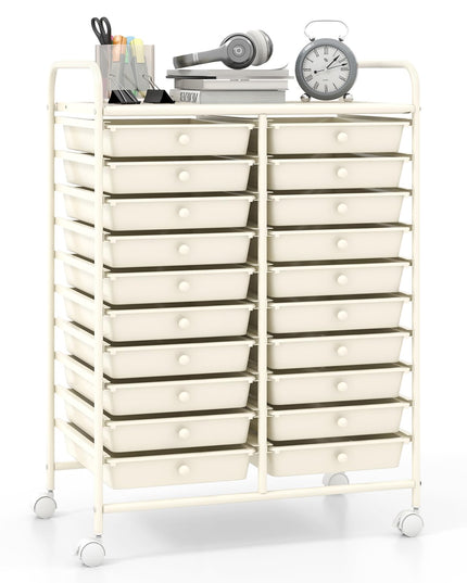 Giantex Storage Drawer Carts, 20-Drawer Organizer, Utility Cart on Wheels