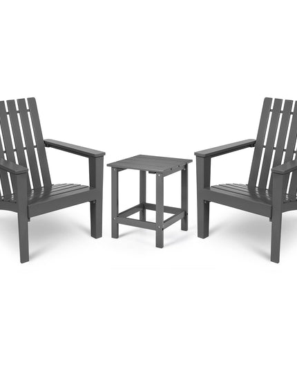 Giantex Wood Adirondack Chair & Side Table Set, Patio Bistro Set with Slatted Design