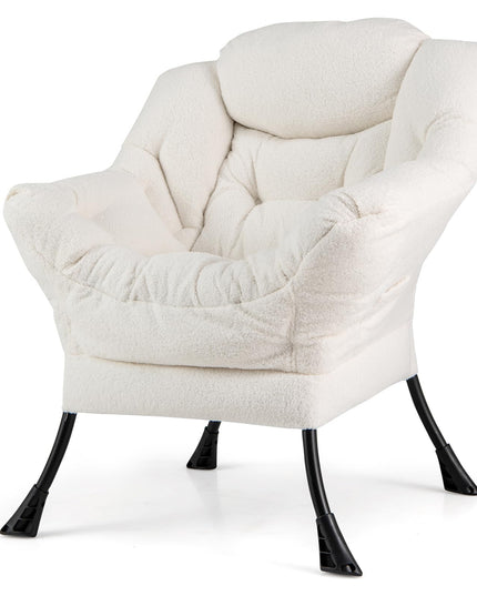 Giantex Set of 1/2 Lazy Chairs, Modern Sherpa Accent Chair w/Upholstered Single Sofa Chair w/Armrests & Side Pocket