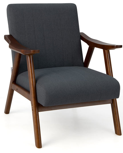 Giantex Mid-Century Modern Accent Chair - Comfy Upholstered Lounge Chair with Arms, Anti-Slip Felt Pads