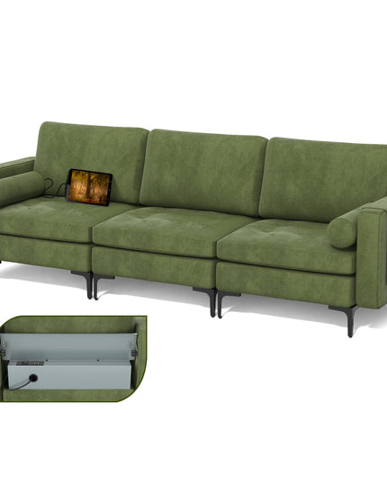 Giantex 97" Sectional Sofa Couch, 3-Seater Modular Sleeper with USB Ports