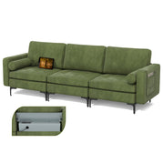 3 Seat with USB Port & Socket / Green