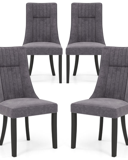 Giantex Upholstered Dining Chairs Set, Channel Tufted Kitchen Chairs w/High Backrest