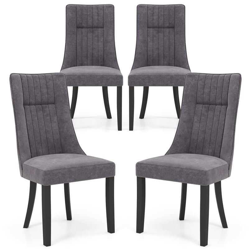 Giantex Upholstered Dining Chairs Set, Channel Tufted Kitchen Chairs w/High Backrest