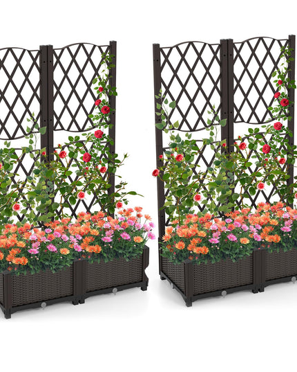 Giantex 2 Pack Raised Garden Beds with Trellis (32”Lx16”Wx48”H)