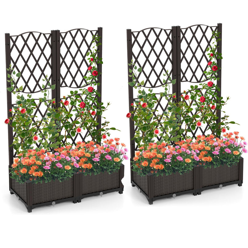 Lot de 2 jardinières surélevées Giantex avec treillis (32”L x 16”l x 48”H)