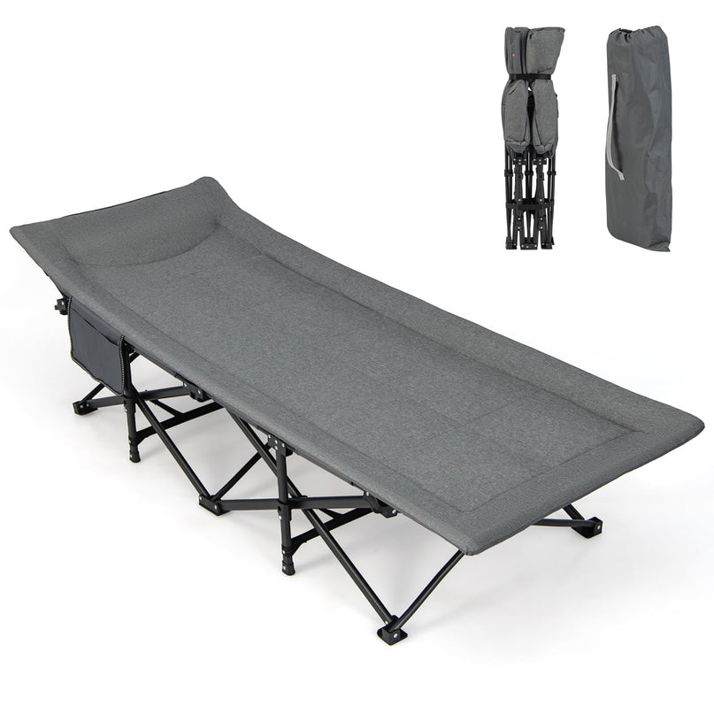 Giantex Folding Camping Cot for Adults - Sleeping Cot Bed with Carry Bag, Cushion & Headrest, 10 Foots