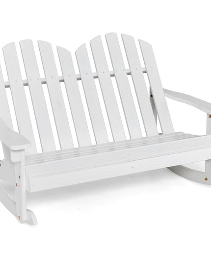 Giantex 2-Person Adirondack Rocking Chair - Kids Outdoor Rocking Bench with Slatted Seat, High Backrest