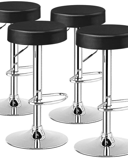 Modern Swivel Backless Round Barstool, PU Leather Armless bar Chair with Height Adjustable, Chrome Footrest