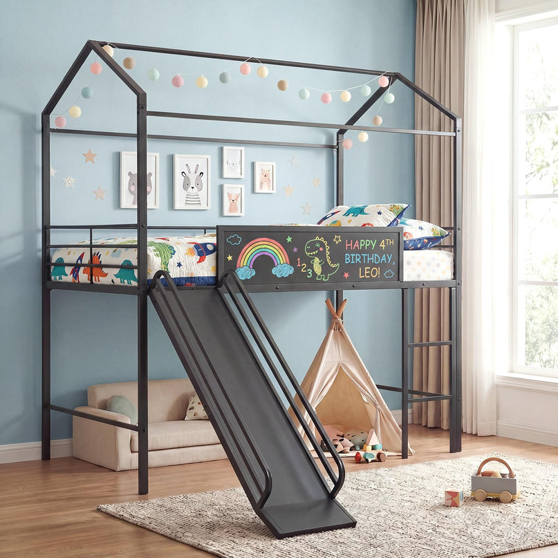 Giantex Twin Size House Loft Bed Low Loft Bedframe
