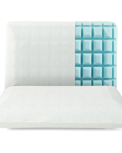 Giantex Cooling Gel Memory Foam Pillow 2 Pack, 3D Cutting Ventilated Cool Gel Pillows with Washable Cover