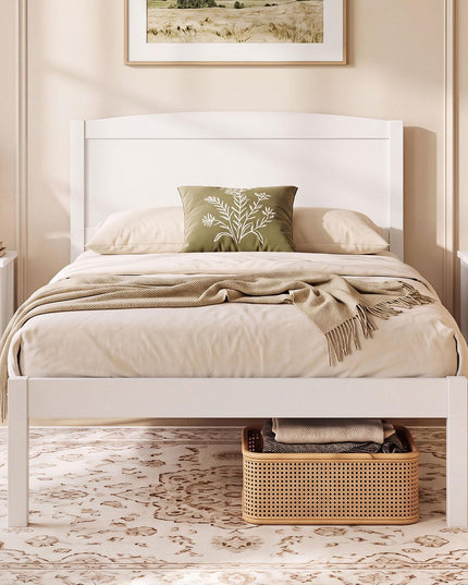 Giantex Twin/Queen/King/Full Size Wooden Bed Frame with Curved Headboard