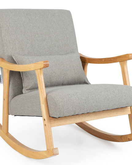 Giantex Upholstered Rocking Chair - Modern Rocker with Rubber Wood Frame, Comfy Backrest & Seat