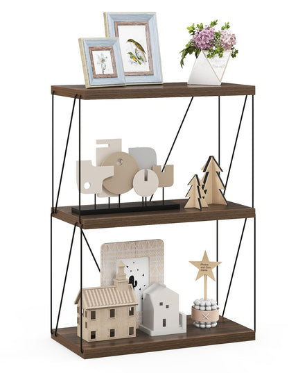 Giantex 3-Tier Open-Back Bookshelf, Freestanding Display Rack, Metal Frame Storage Shelf