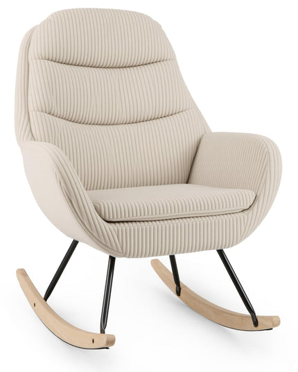 Giantex Rocking Chair Nursery Upholstered Glider Rocker with Padded Backrest & Seat