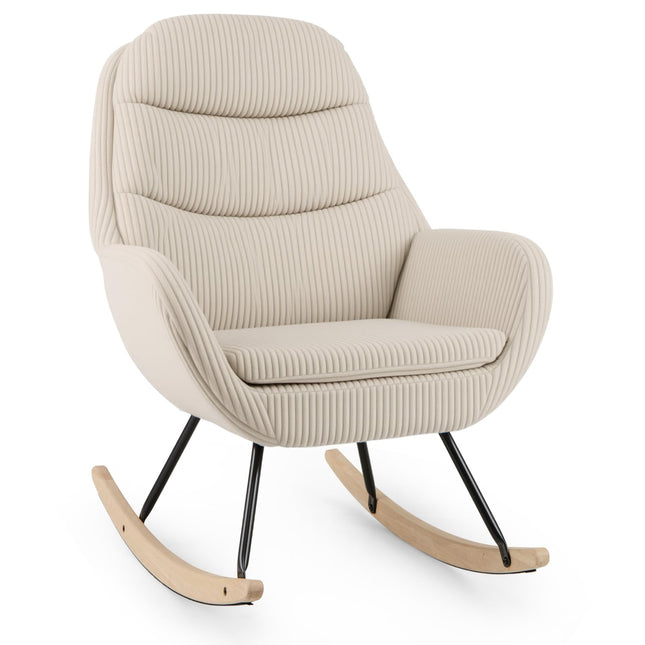 Giantex Rocking Chair Nursery Upholstered Glider Rocker with Padded Backrest & Seat