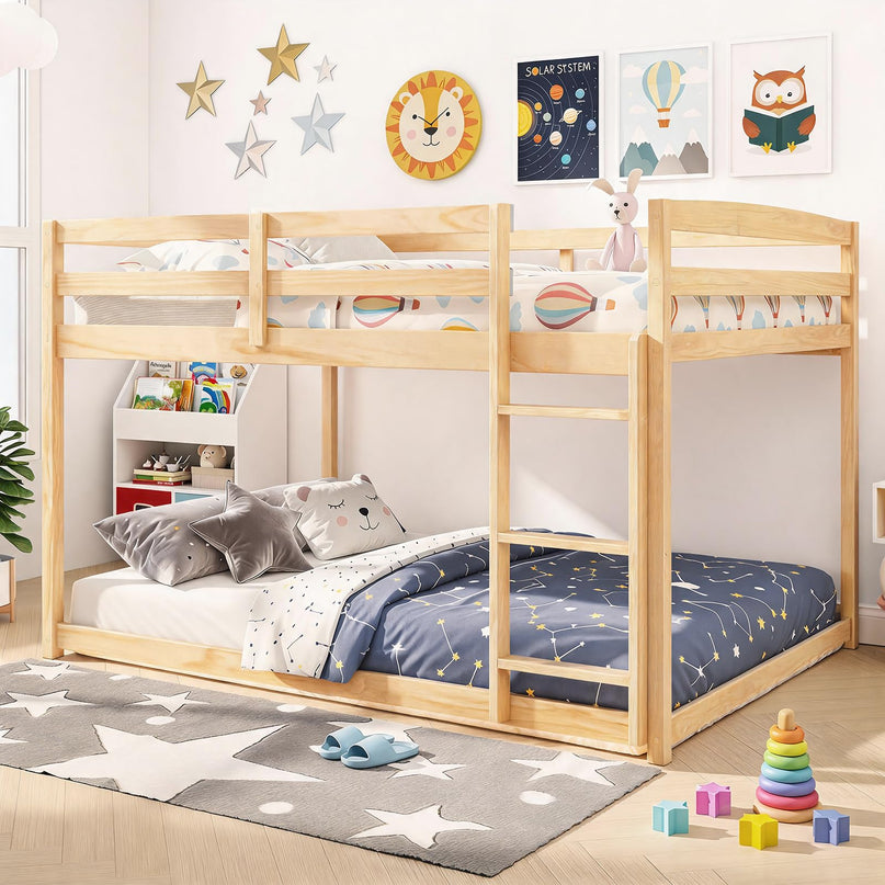GIANTEX Full Over Full Bunk Bed with Full-Length Guardrails