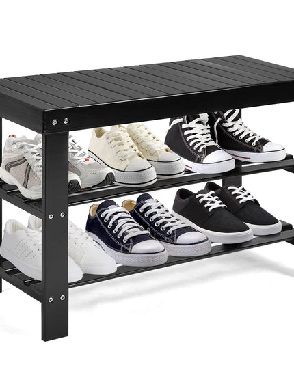 Giantex Entryway Shoe Bench, Bamboo Shoe Shelf Organizer Holds up to 6 Pairs