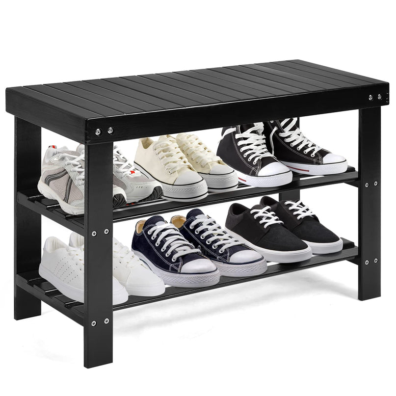 Giantex Entryway Shoe Bench, Bamboo Shoe Shelf Organizer Holds up to 6 Pairs