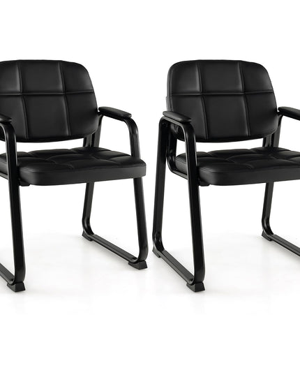 Giantex Waiting Room Chairs, Reception Guest Chair with Padded Armrests, Metal Frame & Sled Base