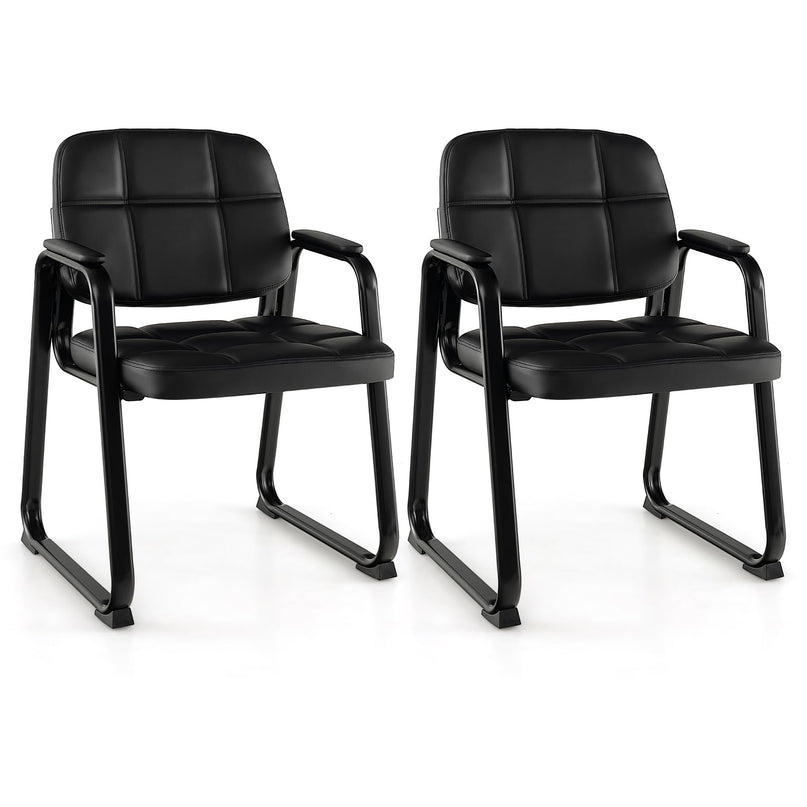 Giantex Waiting Room Chairs, Reception Guest Chair with Padded Armrests, Metal Frame & Sled Base