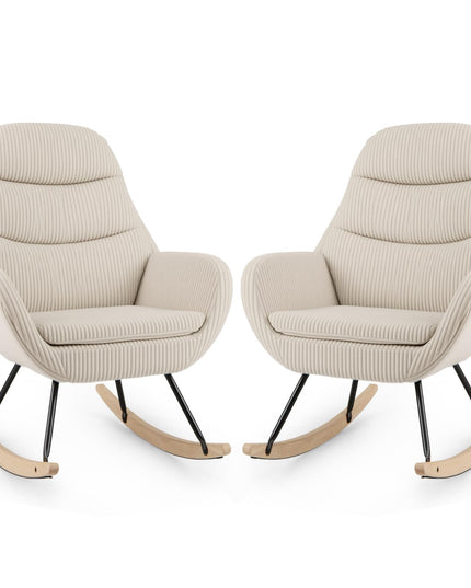 Giantex Rocking Chair Nursery Upholstered Glider Rocker with Padded Backrest & Seat